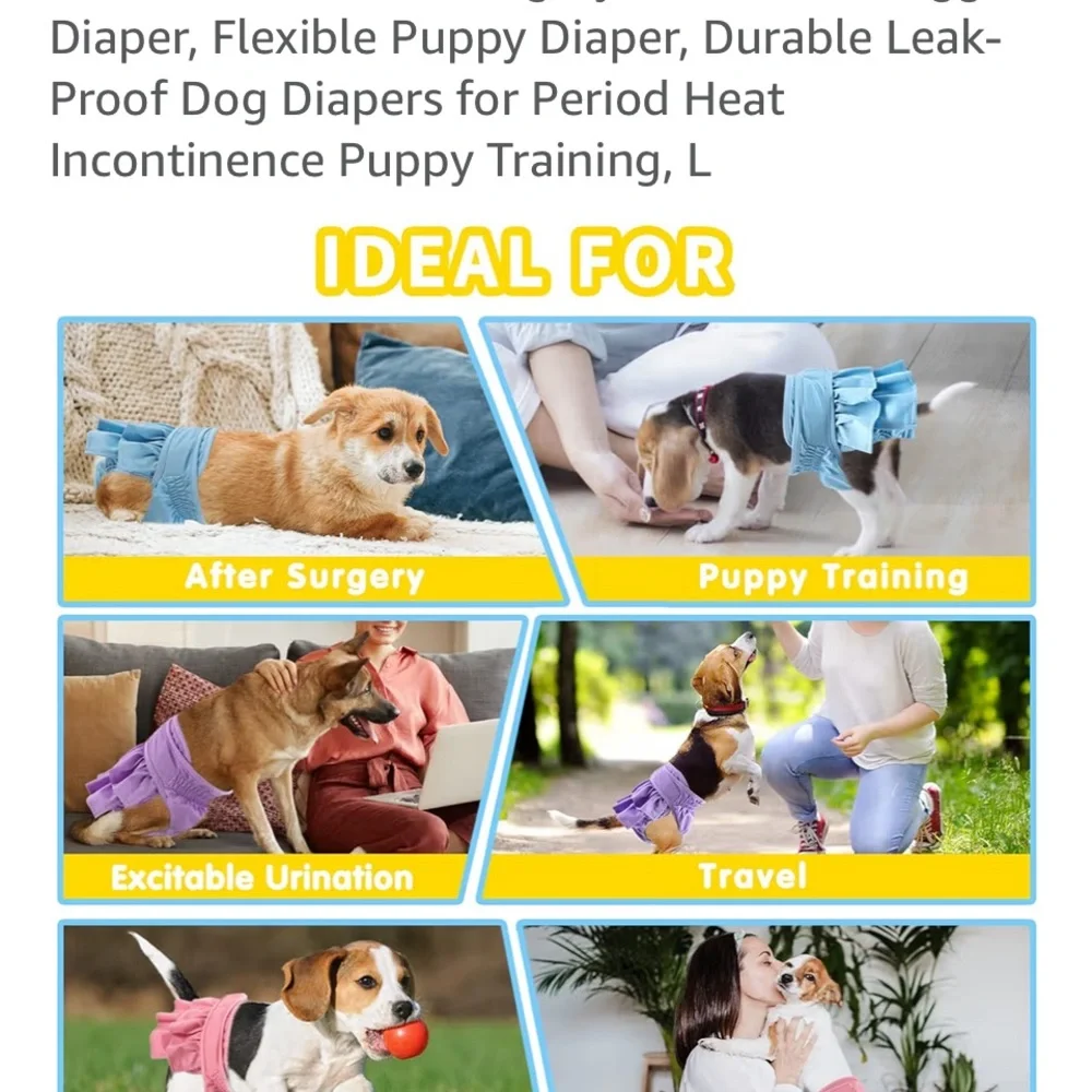 Ruffled Puppy Diapers in Pink and Blue size L (see photo measurements)
